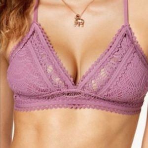 BECCA Bikini Top S Mauve Color Play Lace Crochet